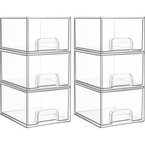 Vtopmart 6 Pack Clear Stackable Storage Drawers, 4.4'' Tall Acrylic Makeup Organizer, Plastic Storage Bins For Vanity, Kitchen, Home Organization - 1 of 4