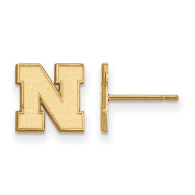 Black Bow Jewelry 14k Yellow Gold Nebraska Cornhuskers NCAA Post Earrings
