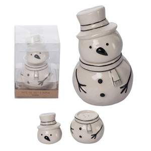 Transpac Dolomite Stacked Snowman Salt and Pepper Shaker Set Ceramic Christmas Decor for Holiday Dining and Gift Giving - 1 of 1