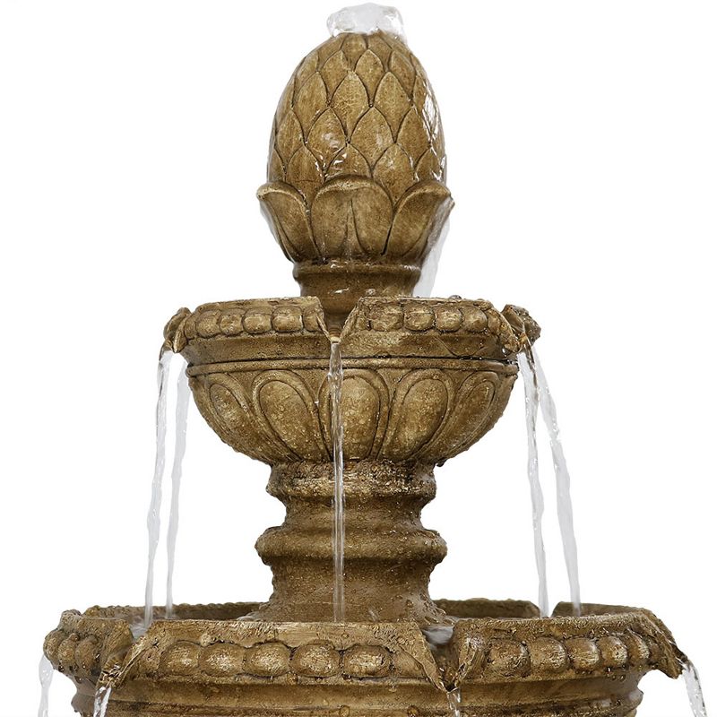 Sunnydaze 65"H Electric Resin and Concrete 4-Tier Eggshell Edge Outdoor Water Fountain with LED Lights, 6 of 14