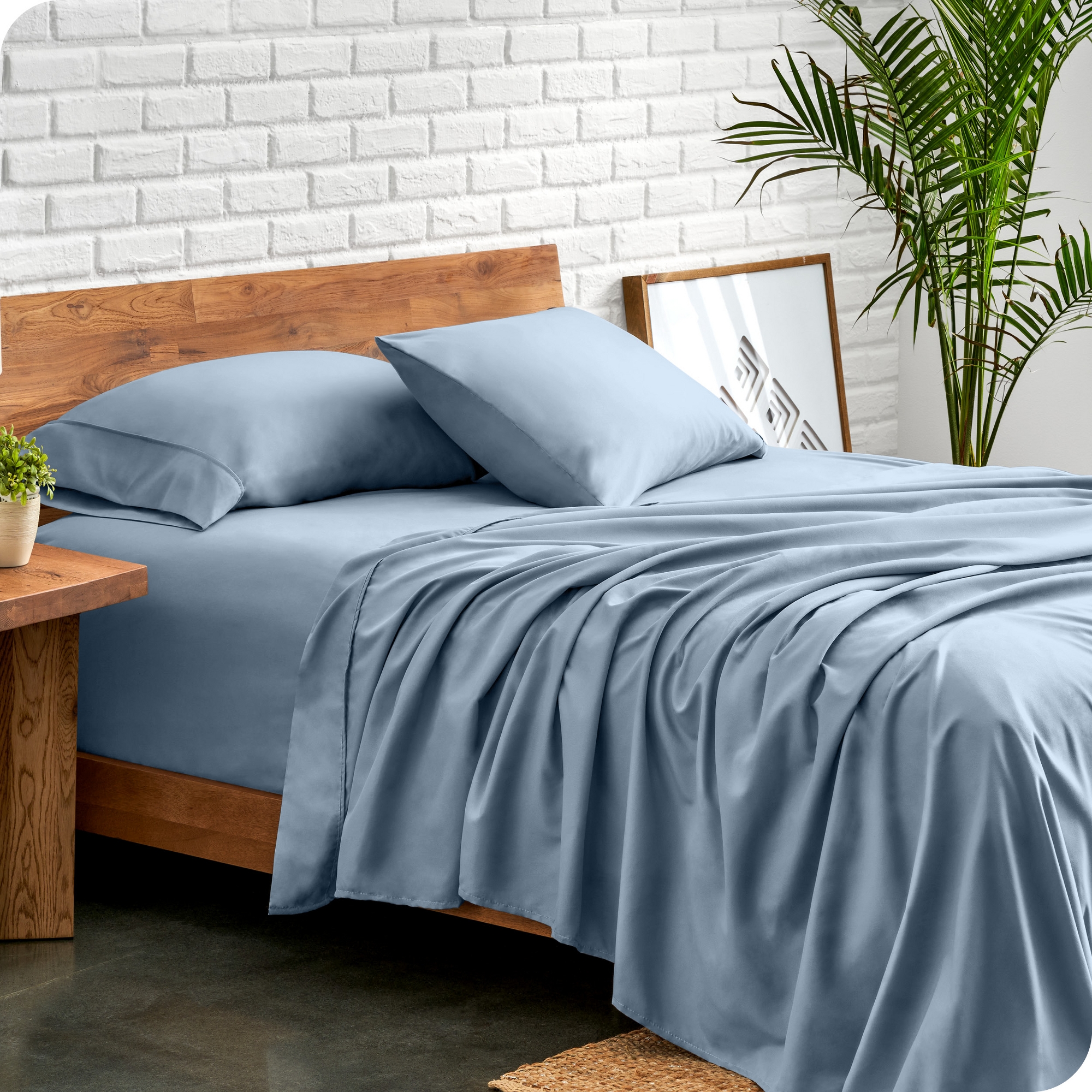 4 Piece Ultra Soft Brushed Easy Care Sheet Set by Bare Home - California King, Dusty Blue