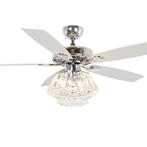 Parrot Uncle 52" Modern Crystal Ceiling Fan with Light and Remote for bedroom, kitchen - 1 of 4
