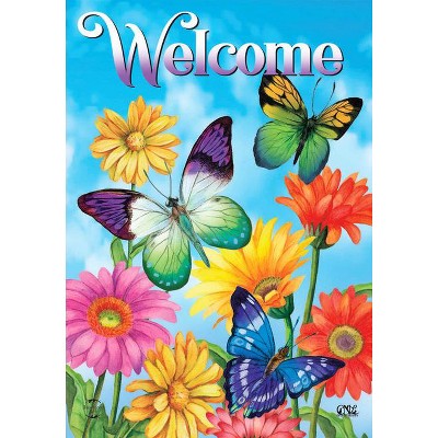 Briarwood Lane Fluttering Butterflies Spring House Flag Welcome Floral ...