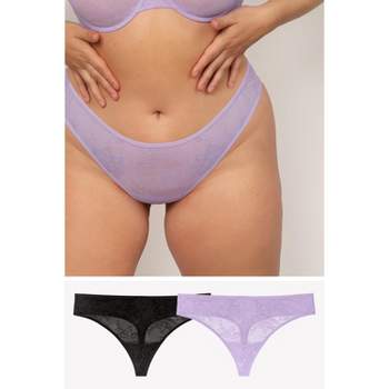 Smart & Sexy Mesh High Leg Panty 2 Pack Black Hue/lilac Iris (lace) Xx Large  : Target