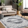 Washable Carpet, Vintage Distressed, Non-Slip, Non-Shedding Backing, Floor Cover, Soft, Short Pile, Foldable, Floral Badge Print Decorative Carpet - 2 of 4