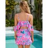 Womens Two Piece Swimsuits Set Off Shoulder High Waisted Ruffle Bikini Set Swimwear - 4 of 4