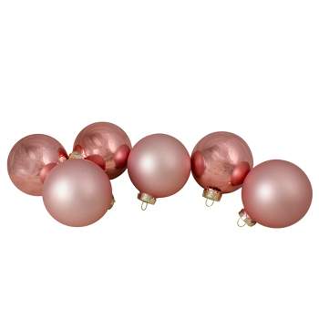 Northlight 6ct Shiny and Matte Baby Pink Glass Ball Christmas Ornaments 3.25" (80mm)