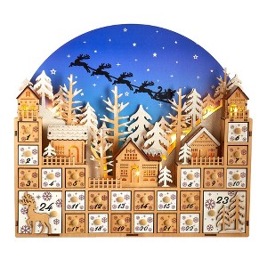 Kurt Adler 15 Inch Battery Operated 15-light LED Christmas Village With Advent Calendar - 1 of 4