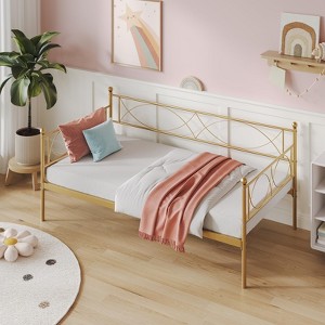 Twin daybed with Trundle, Metal Twin Daybed and Trundle Set, Day Bed Sofa Bed Frame with Steel Slat Support, Multifunctional Daybed Frame for Bedroom - 1 of 4