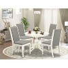 HomeStock 5-Piece Linen White Finish Solid Wood Top Dining table with 4 Chairs - 2 of 4