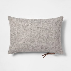 Woven With Exposed Zipper Lumbar Throw Pillow Gray - Project 62