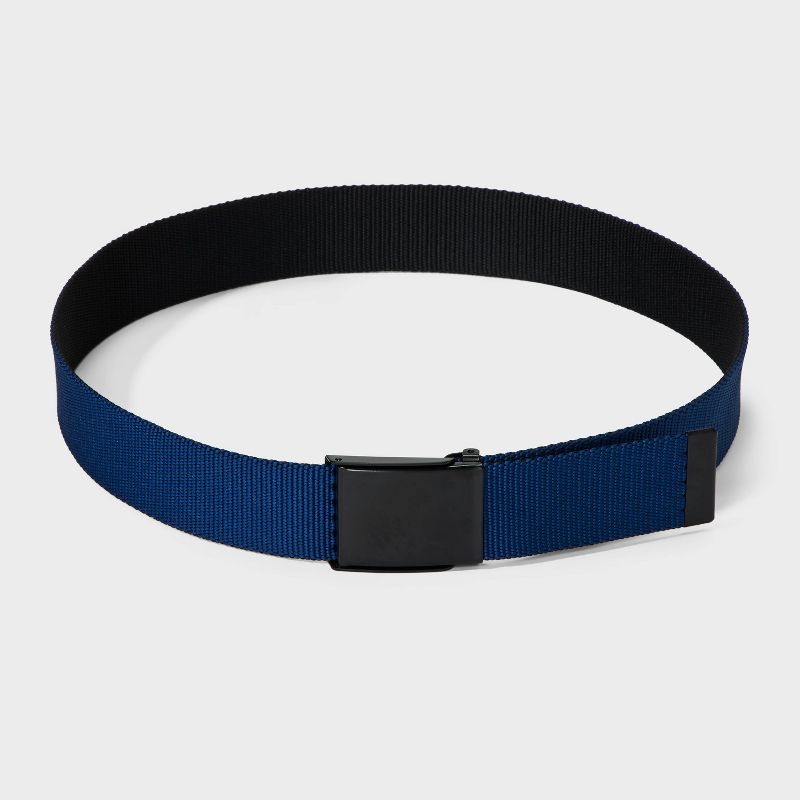 Men&#39;s Casual Webbed Two-in-One Reversible Plaque Buckle Belt - Original Use&#8482; Black, 3 of 5