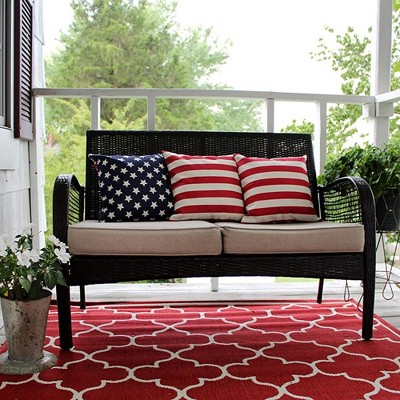 AuldHome Design American Flag Pillow Covers, Set of 3; Vintage Rustic Farmhouse Style Throw Pillow Cases