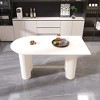 Gulches 63" Cream White MDF Dining Table + Irregular Side Table, 4-8 Seater, Thick Wave Legs, Elegant Assembly Table for Home Kitchen - 2 of 4