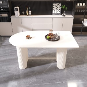 GDFStudio Hestia Modern Irregular Dining Table with Double Pedestal - 1 of 4