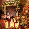 Set of 3 Pre-Lit Christmas Gift Boxes, 60 LED Light Up Present Decor with Gold Snowflake for Indoor Outdoor Home Lawn Party - 2 of 2