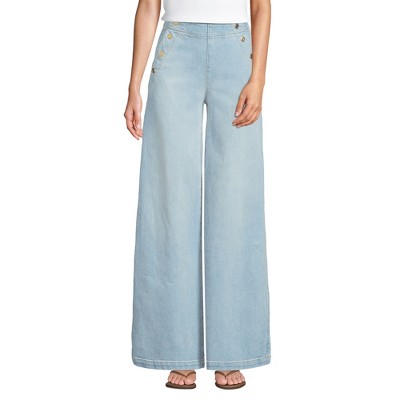 Lands' End Women's Soft Denim High Rise Mariner Panel Extra Wide Leg Pants