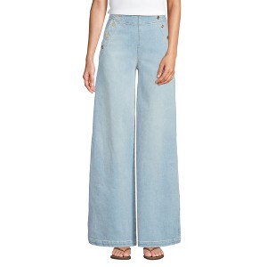 Lands' End Women's Soft Denim High Rise Mariner Panel Extra Wide Leg Pants - 1 of 4