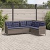 vidaXL Patio Sofa Gray Poly Rattan, Powder-Coated Steel L-Shaped, 5-seater - 3 of 4