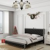 NicBex Upholstered Bed Frame with Star Projector Galaxy Light,Adjustable Button Tufted Headboard with USB Port,Music Speaker,Easy Assembly - 2 of 4