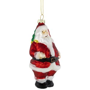 Northlight Traditional Santa Hanging Glass Christmas Ornament - 5" - Red and White - 1 of 4