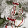 9"H & 9.5"H Sullivans Christmas Clear Striped Finial Ornaments Set of 2  Red-Green - 2 of 2