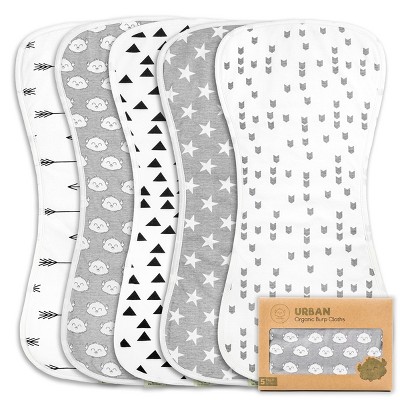 KeaBabies Organic Cotton Burp Cloths for Baby Boys and Girls 5-Piece