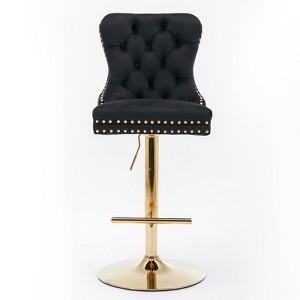 Ridstar Set of 2 Modern Swivel Counter Bar Stools For Home Bars & Kitchen Islands-Black - 1 of 4