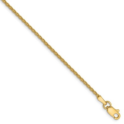 Black Bow Jewelry 1.5mm, 14k Yellow Gold, Solid Parisian Wheat Chain Bracelet