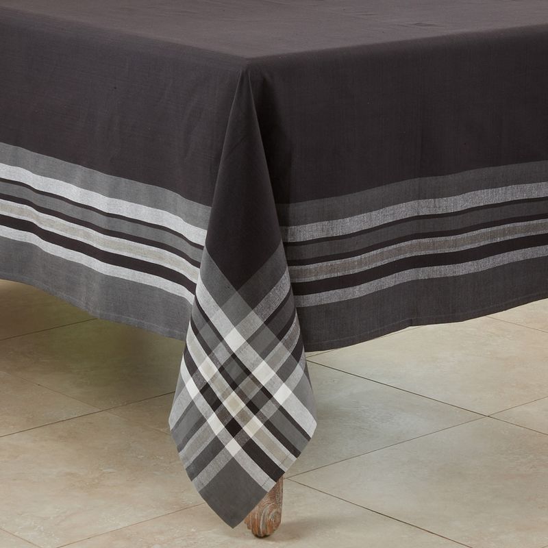 Saro Lifestyle Cotton Tablecloth With Striped Border, 1 of 7