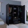 TIRAMISUBEST Black Wardrobe Armoire - 59" Deluxe Storage with Metal Accents | Modern Closet Organizer, Multiple Shelves & Hanging - 3 of 4