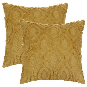 Unique Bargains Shaggy Plush Faux Fur Throw Patterned Pillow Covers 2 Pcs - 1 of 4