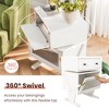 RoyalCraft Nightstand with LED Light Strips, End Table Set with Rotating Drawer and Glass Door Storage for Bedroom or Home Office, Set of 2, White - 4 of 4