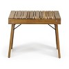GDFStudio Karyme Outdoor Acacia Wood Folding Side Table with Slatted Top - 2 of 4
