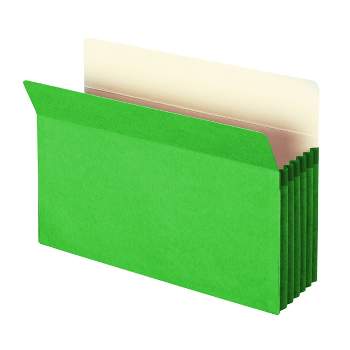 Smead File Pocket 74236, Straight-Cut Tab, 5-1/4" Expansion, Legal Size, Green, 10 per Box (74236)