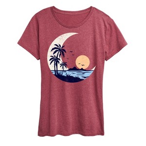 Women's - Instant Message - Moon Beach Scene Short Sleeve Graphic T-Shirt - 1 of 4