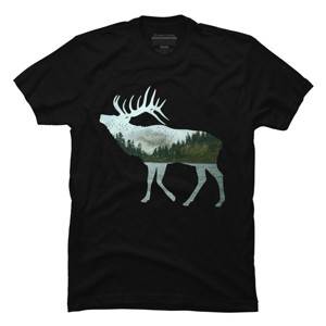 Men's Design By Humans ELK NATURE LANDSCAPE SCENERY By punsalan T-Shirt - 1 of 2