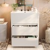 Vynxaria 30 Inch Bright White Handle-Free Bathroom Vanity with Ceramic Sink One Complete Unit Dual Full-Extension Soft-Close Drawers 45 Degree Beveled - 2 of 4