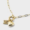 14K Gold Dipped Cubic Zirconia Puffy Heart Charm Initial Necklace - A New Day™ Gold - 4 of 4
