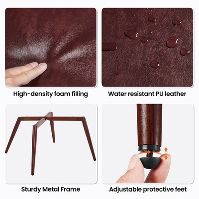 Chestnut Brown Faux Leather Wingback Accent Chair