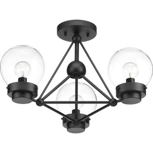 Progress Lighting Spatial Collection, 3-Light Semi-Flush Convertible Fixture, Matte Black, Clear Globe Shades - 1 of 4