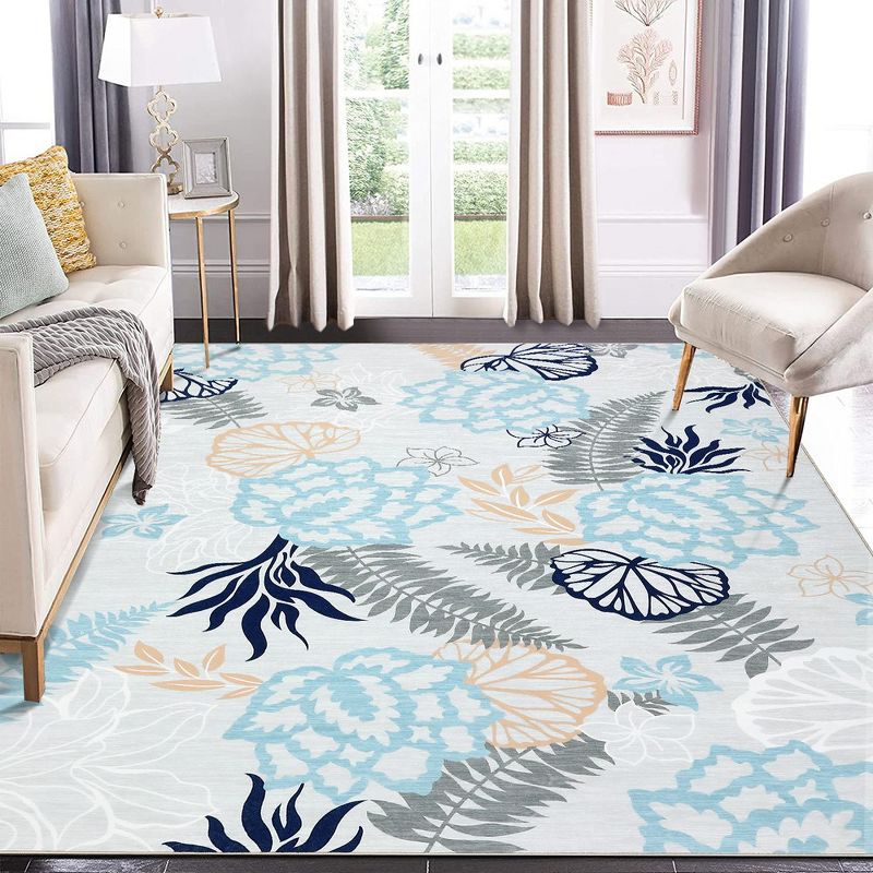 8x10 Area Rug Modern Floral Pattern Area Rug Washable Rugs, 2 of 8
