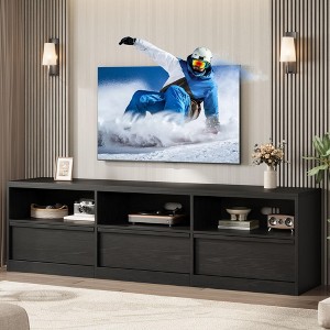 70 inch TV Stand for 80" TVs, Mid Century Modern Entertainment Center with Storage Drawer & Open Shelves, Wood Media Console Cabinet for Living Room - 1 of 4