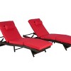 Outdoor Patio Chaise Lounges, Wicker Long Reclining Chaise, Patio Adjustable Recliner up to 150° with Soft Cushions -Coolbibila - 4 of 4