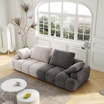 Sapphtopaz 86.6″ Large Sofa Couch with Suede Fabric Two-Tone Upholstered 3-Seater Sofa Bed Modern Loveseat Couches for Living Room,Bedroom