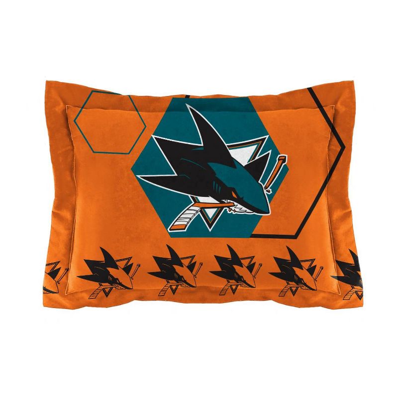 NHL San Jose Sharks Hexagon Comforter Set, 3 of 4