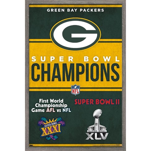 Trends International NFL Green Bay Packers - Champions 23 Framed Wall  Poster Prints Barnwood Framed Version 22.375' x 34'