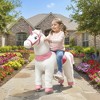 Qaba Ride on Unicorn Toy for Kids 4-7 Years, 37.8 Inch Plush Baby Rocking Horse, Mechanical Walking Animal with Wheels, No Batteries Required, White - 3 of 4