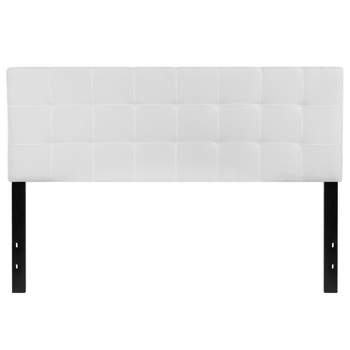 Emma and Oliver Quilted Tufted Upholstered Queen Size Headboard in White Fabric