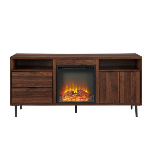 Ronan Modern Storage With Electric, Mid Century Modern Tv Stands With Fireplace